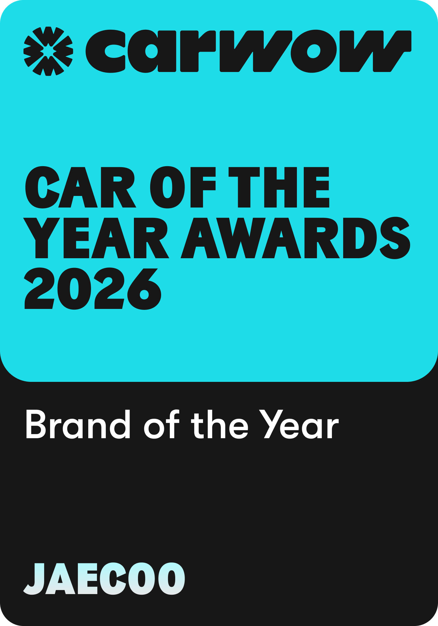 Car of the Year Awards 2026 logo, Brand of the Year: JaeCoo