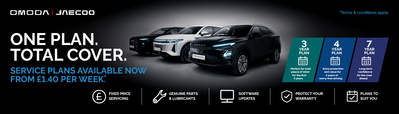 Car service plans advertisement featuring three vehicles and various service options.