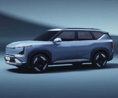 Blue SUV shown from the side, displaying sleek design and modern features.